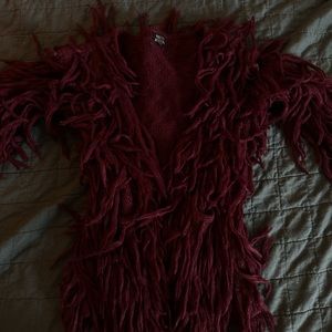 Pretty Attitude Maroon Shag coat